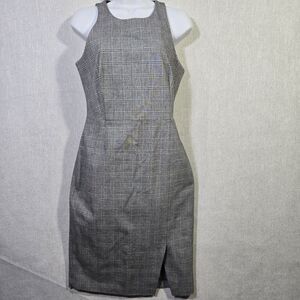 Banana Republic  Dress Plaid Sleeveless Racer Sheath  Office Size 4 Black White